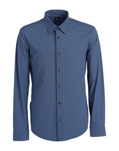 Shop Hugo Boss Boss Man Shirt Navy Blue Size 3xl Polyamide, Elastane