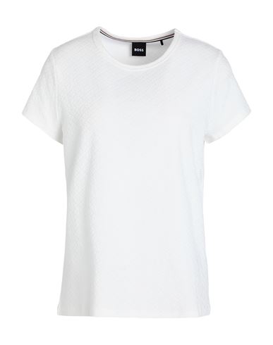 Shop Hugo Boss Boss Woman T-shirt Off White Size L Cotton, Polyamide, Elastane