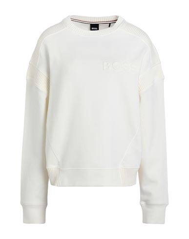Hugo Boss Boss Woman Sweatshirt Ivory Size S Cotton, Recycled Polyester In White