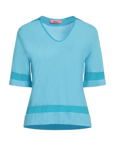 Shop Drumohr Woman T-shirt Sky Blue Size 4 Cotton, Silk