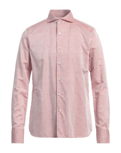 Shop Canali Man Shirt Light Brown Size Xl Cotton, Linen In Beige