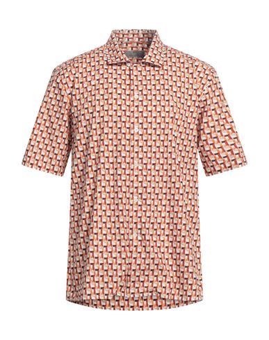 Shop Canali Man Shirt Orange Size L Cotton