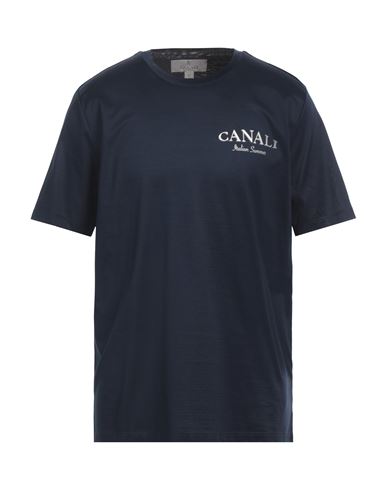Shop Canali Man T-shirt Midnight Blue Size 46 Cotton