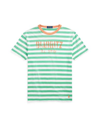 Shop Polo Ralph Lauren Classic Fit Striped Jersey T-shirt Man T-shirt Green Size L Cotton