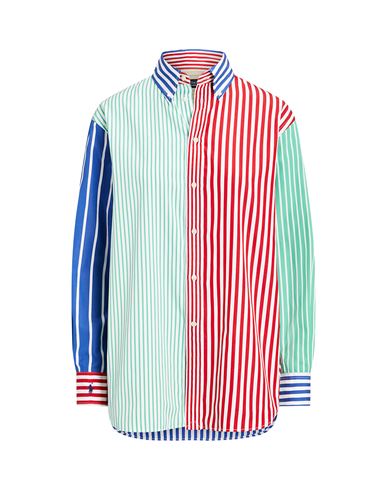 Polo Ralph Lauren Oversize Striped Cotton Fun Shirt Woman Shirt Red Size 8 Cotton