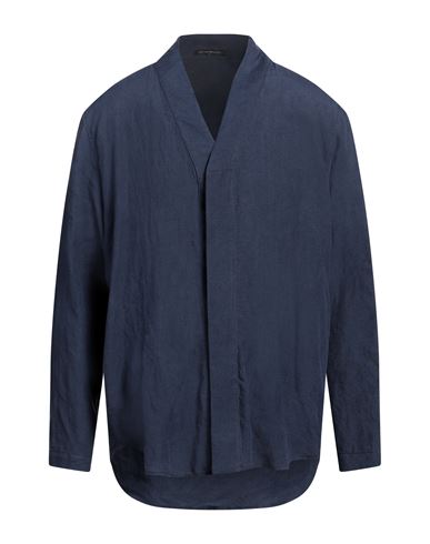 Shop Emporio Armani Man Shirt Navy Blue Size 42 Linen