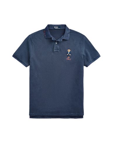 Shop Polo Ralph Lauren Custom Slim Polo Bear Mesh Polo Shirt Man Polo Shirt Navy Blue Size M Cotton