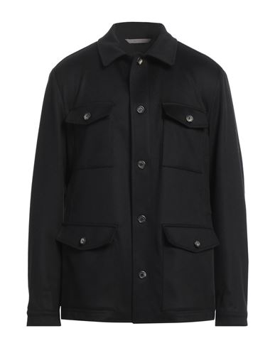 Shop Canali Man Coat Black Size 48 Cashmere