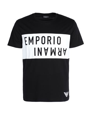 Emporio Armani Mens Knit T-shirt Man T-shirt Black Size L Cotton