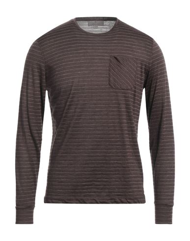 Shop Canali Man T-shirt Dark Brown Size 40 Silk, Cashmere