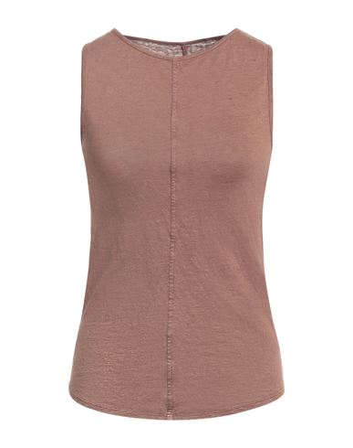 Shop Majestic Filatures Woman T-shirt Brown Size 1 Linen, Elastane
