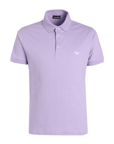 Emporio Armani Mens Knit Polo S/sle Man Polo Shirt Lilac Size M Cotton, Elastane In Purple