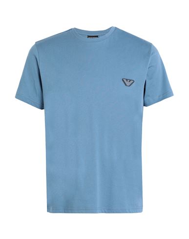 Emporio Armani Mens Knit T-shirt Man T-shirt Slate Blue Size L Cotton