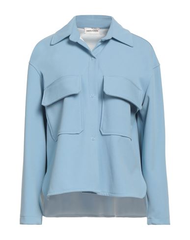 Shop Sandro Ferrone Woman Shirt Sky Blue Size L Polyester, Viscose, Elastane, Polyurethane