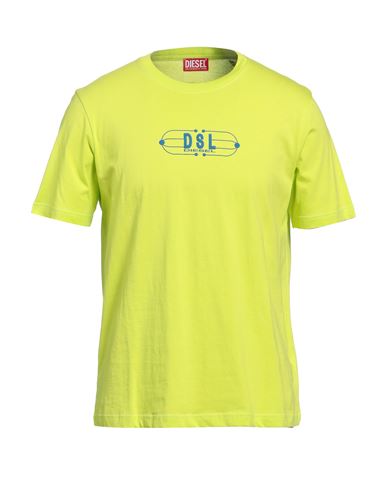 Diesel Man T-shirt Acid Green Size 3xl Cotton In Yellow