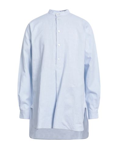 Shop Golden Goose Man Shirt Sky Blue Size M Linen, Cotton