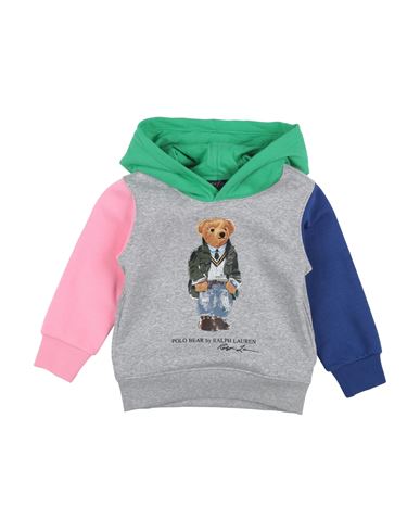 Polo Ralph Lauren Polo Bear Color-blocked Fleece Hoodie Toddler Boy Sweatshirt Grey Size 5 Cotton, P In Grey