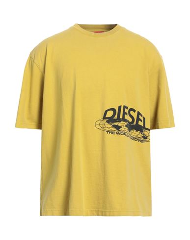 Shop Diesel Man T-shirt Acid Green Size 3xl Cotton
