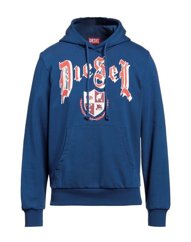 Shop Diesel Man Sweatshirt Blue Size Xxl Cotton, Polyester, Elastane