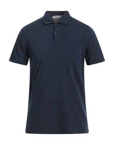 Shop Rossopuro Man Polo Shirt Navy Blue Size 8 Cotton
