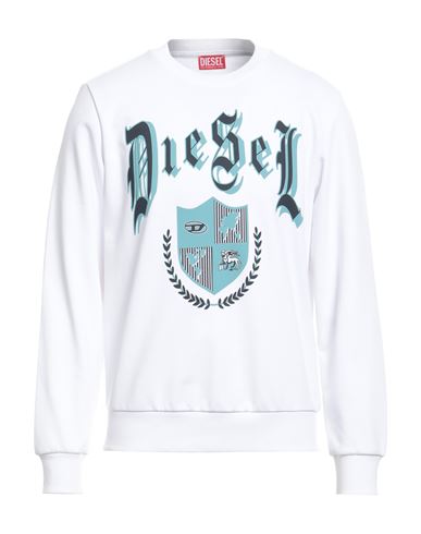 Shop Diesel Man Sweatshirt White Size Xxl Cotton, Polyester, Elastane