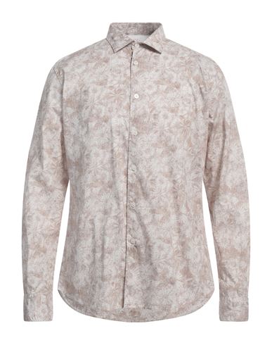 Shop Fradi Man Shirt Khaki Size 17 ½ Cotton In Beige