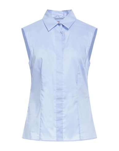 Hugo Boss Boss Woman Shirt Sky Blue Size 8 Cotton, Polyester