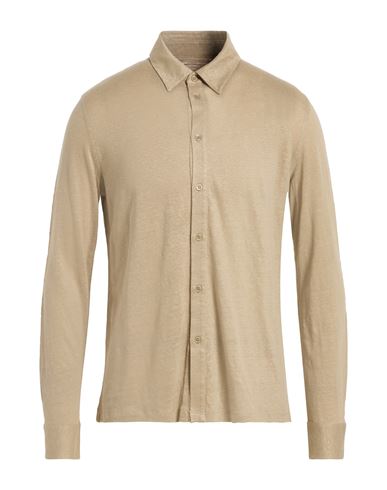 Majestic Filatures Man Shirt Sage Green Size M Linen, Elastane In Brown