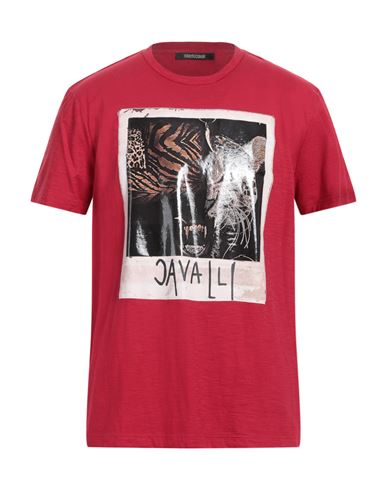 Shop Roberto Cavalli Man T-shirt Red Size S Cotton