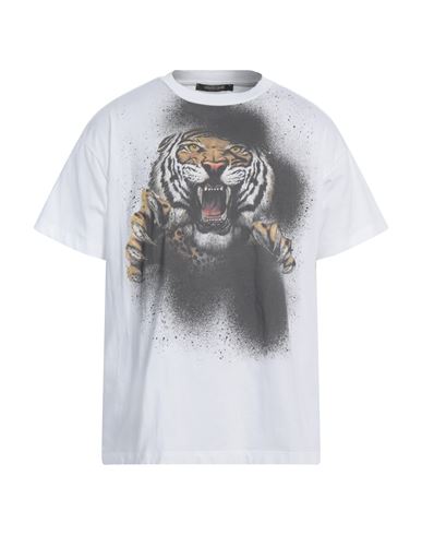 Shop Roberto Cavalli Man T-shirt White Size L Cotton