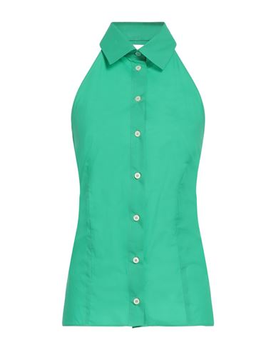 Shop Msgm Woman Shirt Green Size 8 Cotton