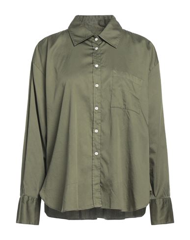Shop Artigiano Asoni Woman Shirt Military Green Size 12 Cotton, Elastane
