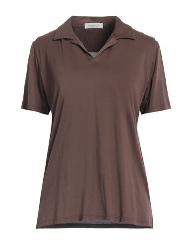Shop Rossopuro Woman T-shirt Dark Brown Size 5 Cotton