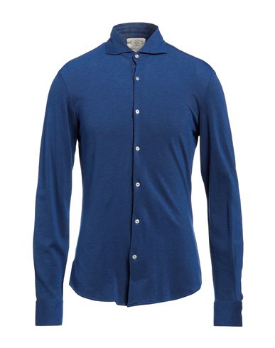 Rossopuro Man Shirt Blue Size 17 Cotton, Linen