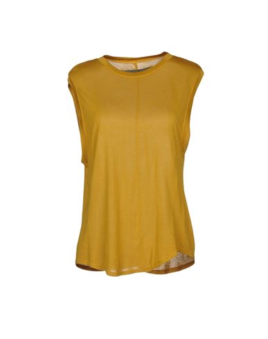 Shop Enza Costa Woman T-shirt Mustard Size Xs Rayon, Silk In Yellow
