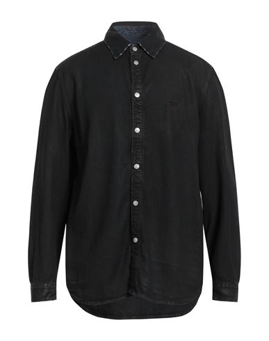 Shop Diesel Man Denim Shirt Black Size Xxl Lyocell