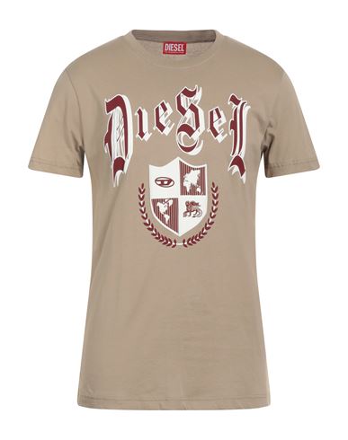 Diesel Man T-shirt Light Brown Size 3xl Cotton In Neutral