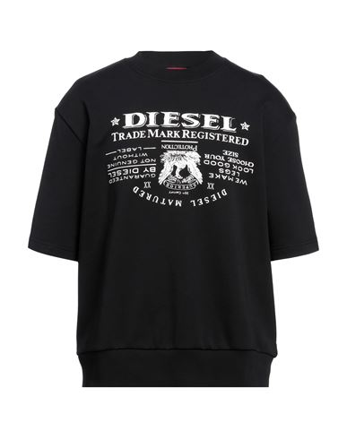Diesel Man Sweatshirt Black Size Xxl Cotton, Elastane