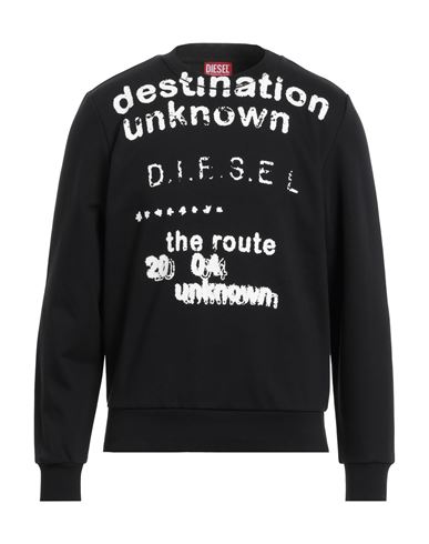 Diesel Man Sweatshirt Black Size 3xl Cotton, Polyester, Elastane