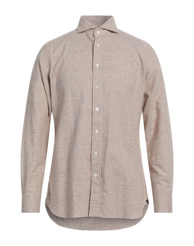 Lardini Man Shirt Brown Size 15 ¾ Cotton, Linen