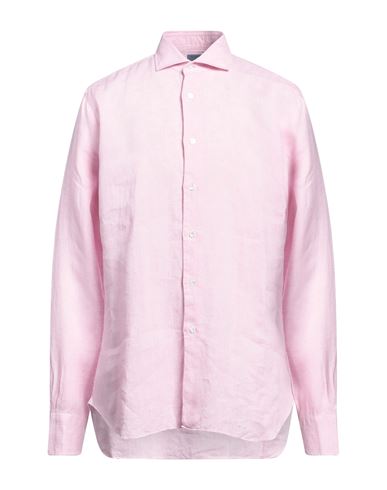 Barba Napoli Man Shirt Light Pink Size 17 Linen