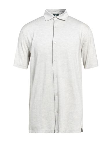 Kired Man Shirt Light Grey Size 46 Silk, Cotton