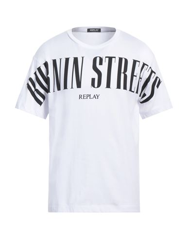 Shop Replay Man T-shirt White Size L Cotton