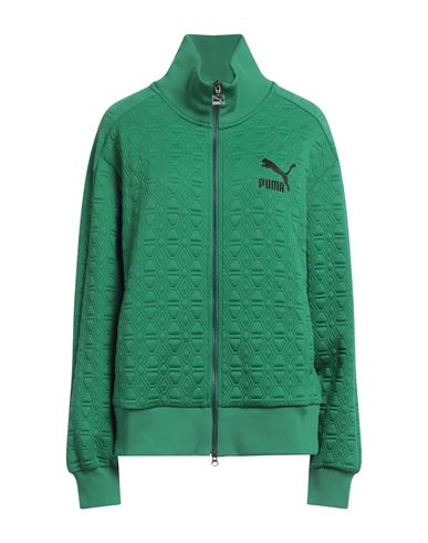 Shop Puma Woman Sweatshirt Green Size Xl Polyester, Elastane