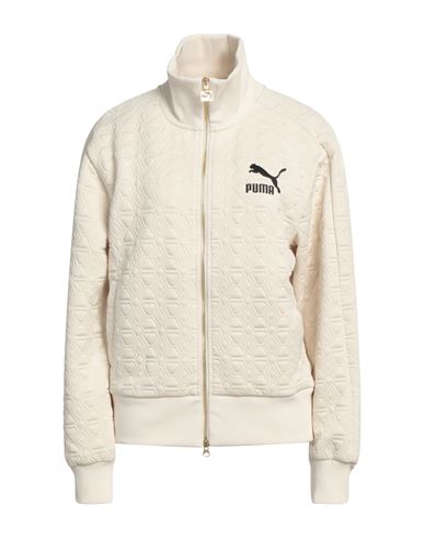 Shop Puma Woman Sweatshirt Ivory Size Xxl Polyester, Elastane In White
