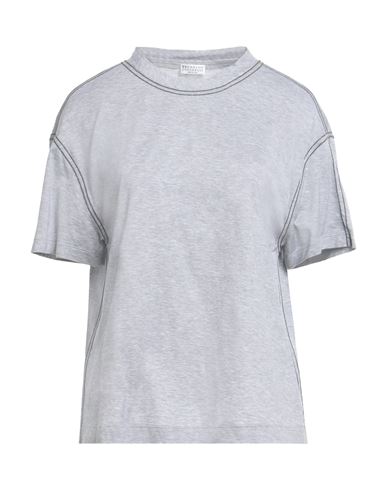 Shop Brunello Cucinelli Woman T-shirt Grey Size L Cotton, Ecobrass