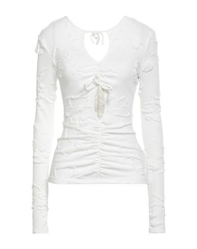 Msgm Woman Top White Size 4 Polyester, Elastane