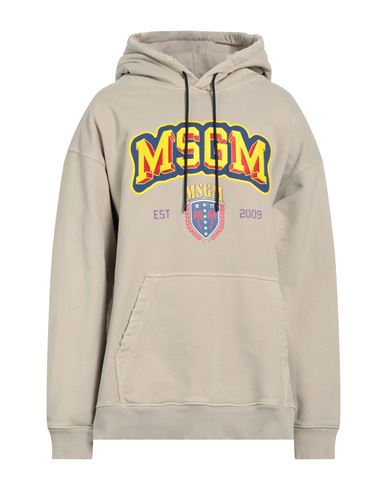 Shop Msgm Man Sweatshirt Light Brown Size Xl Cotton In Beige