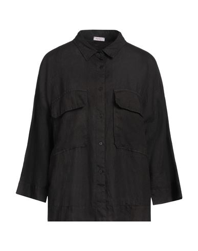 Shop Rossopuro Woman Shirt Black Size S Linen