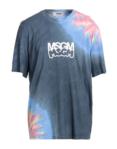 Msgm Man T-shirt Slate Blue Size Xl Cotton
